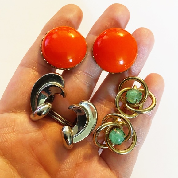 Vintage Coro screw back earring lot 3 sets - Picture 9 of 9